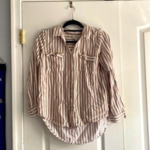 Brown and white stripe Alexander Jordan blouse size Large